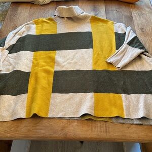 Cozy Colorblock Turtleneck Sweater in Mustard, Olive & Cream